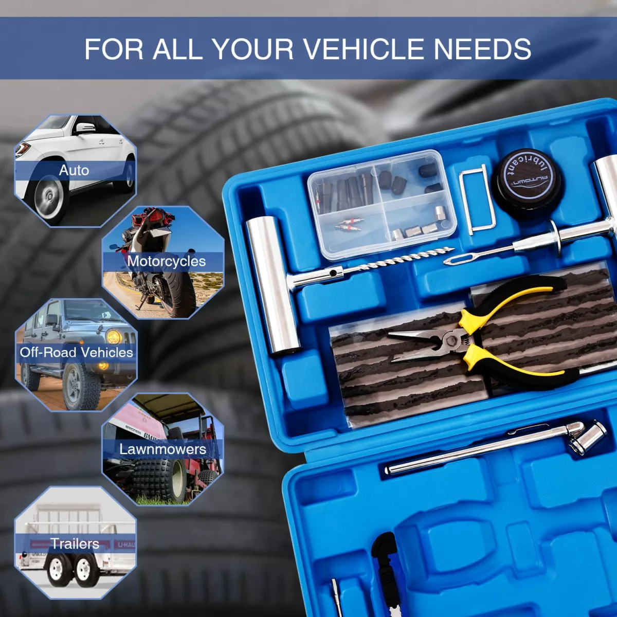Heavy-duty tire repair kit 68-piece universal tire plug 038 puncture repair kit car suv truck motorcycle 038 rv